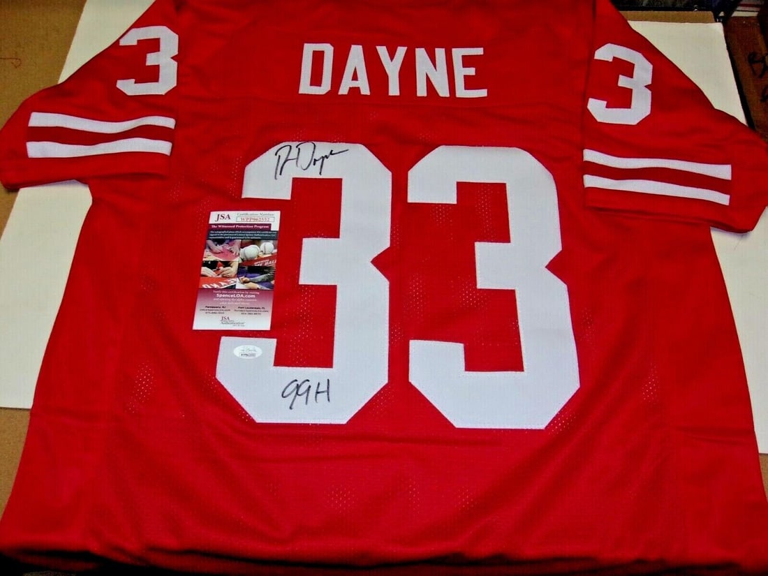 Ron Dayne Wisconsin Badgers 99 Heisman Signed Jersey JSA COA Red: Featuring Ron Dayne Heisman Trophy Winner. Category: Football-NFL Product: Jersey Name/Title: Ron Dayne Authentication: JSA COA Team/Brand/Studio: Wisconsin Badgers Original/Reprint: Original Conditio