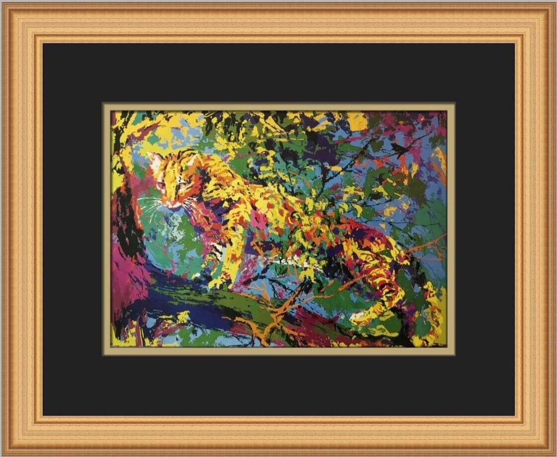 Leroy Neiman Ocelot Custom Framed Expressionism Print 16in x 13in: Leroy Neiman Ocelot Custom Framed Print Unit Of Sale: Single Piece Artist: LeRoy Neiman Size: Medium Item Length: 16 in Region Of Origin: United States Framing: Matted & Framed Personalize: No Year Of