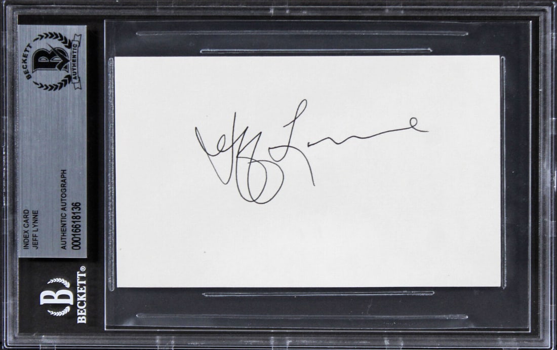 Jeff Lynne Electric Light Orchestra Signed 3x5 Index Card BAS Slabbed: Jeff Lynne Electric Light Orchestra Signed 3x5 Index Card BAS Slabbed Autograph Authentication: Beckett Original/Reproduction: Original Product Coa: Beckett Product Signed By Name: Jeff Lynne Pre-Owne