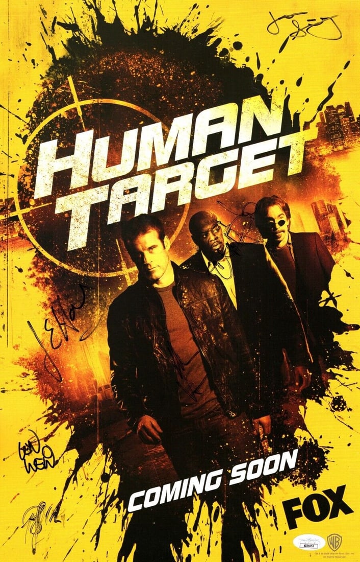 Human Target Cast Signed Autograph Poster 11x17 with 6 Signatures: Human Target Cast Signed Autograph 11X17 Poster 6 Autos Valley Haley JSA Object Type: Poster Industry: Television Original/Reproduction: Original Signed By: Mark Valley Jackie Earle Haley Chi McBride
