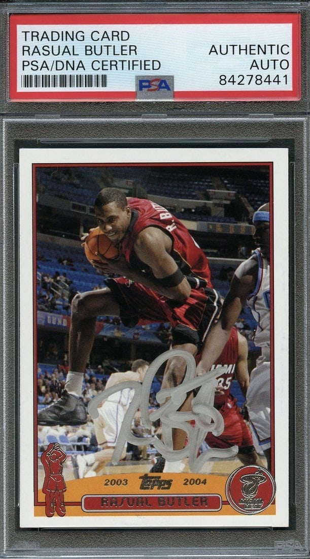 2003 Topps Rasual Butler Signed Card AUTO PSA Slabbed Heat Basketball: 2003 Topps #102 Rasual Butler Signed Card AUTO PSA Slabbed Heat Sport: Basketball Pre-Owned While the lot images are representative of the item, the size, placement and strength of the signature may v
