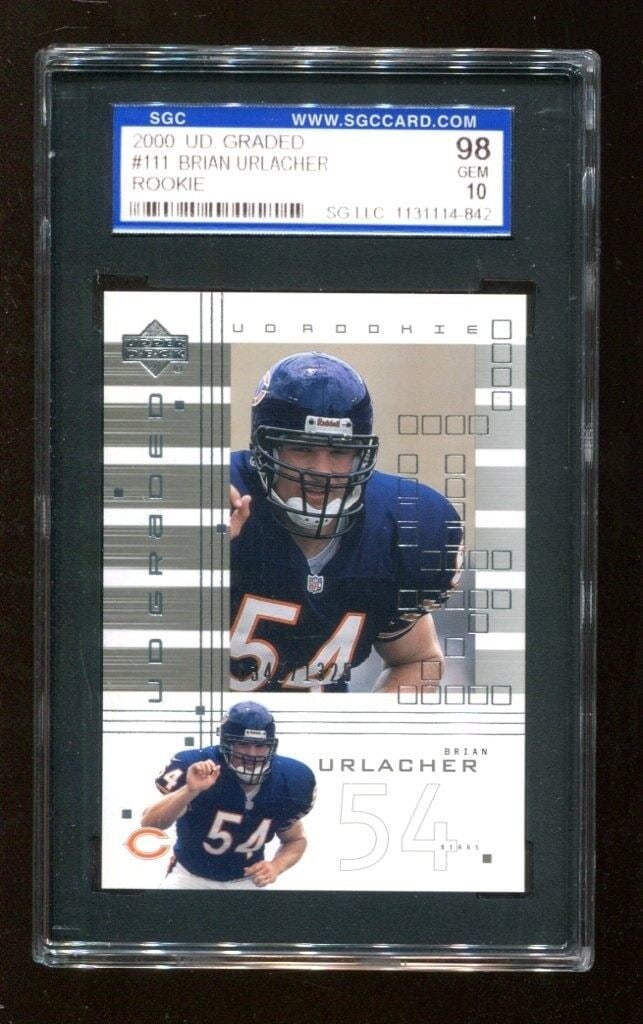 Brian Urlacher 2000 Upper Deck Rookie RC Bears SGC 98 Gem Mint: Brian Urlacher 2000 Upper Deck Rookie RC Bears SGC 98 Gem Mint Sport: Football Pre-Owned While the lot images are representative of the item, the size, placement and strength of the signature may vary