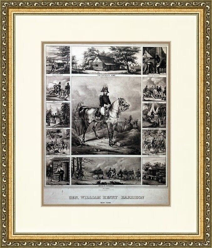 Gen William Henry Harrison Campaign Reproduction Poster Custom Framed 15 x 19: Gen. William Henry Harrison Campaign Reproduction Poster Custom Framed President: William Henry Harrison Type: Posters First Lady: Anna Harrison Term In Office: 1789-1861 Image Size 10 x 14 Custom Fra