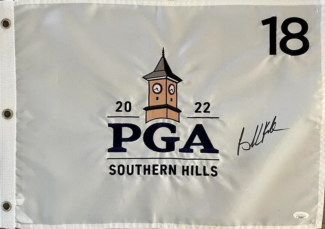 Brooks Koepka Signed 2022 PGA Championship Southern Hills Pin Flag JSA: BROOKS KOEPKA signed 2022 PGA Championship Southern Hills Pin Flag-JSA AF18935 Player: Brooks Koepka Sport: Golf-PGA Signed: Yes Autograph Authentication: James Spence Authentication (JSA) Original/Re