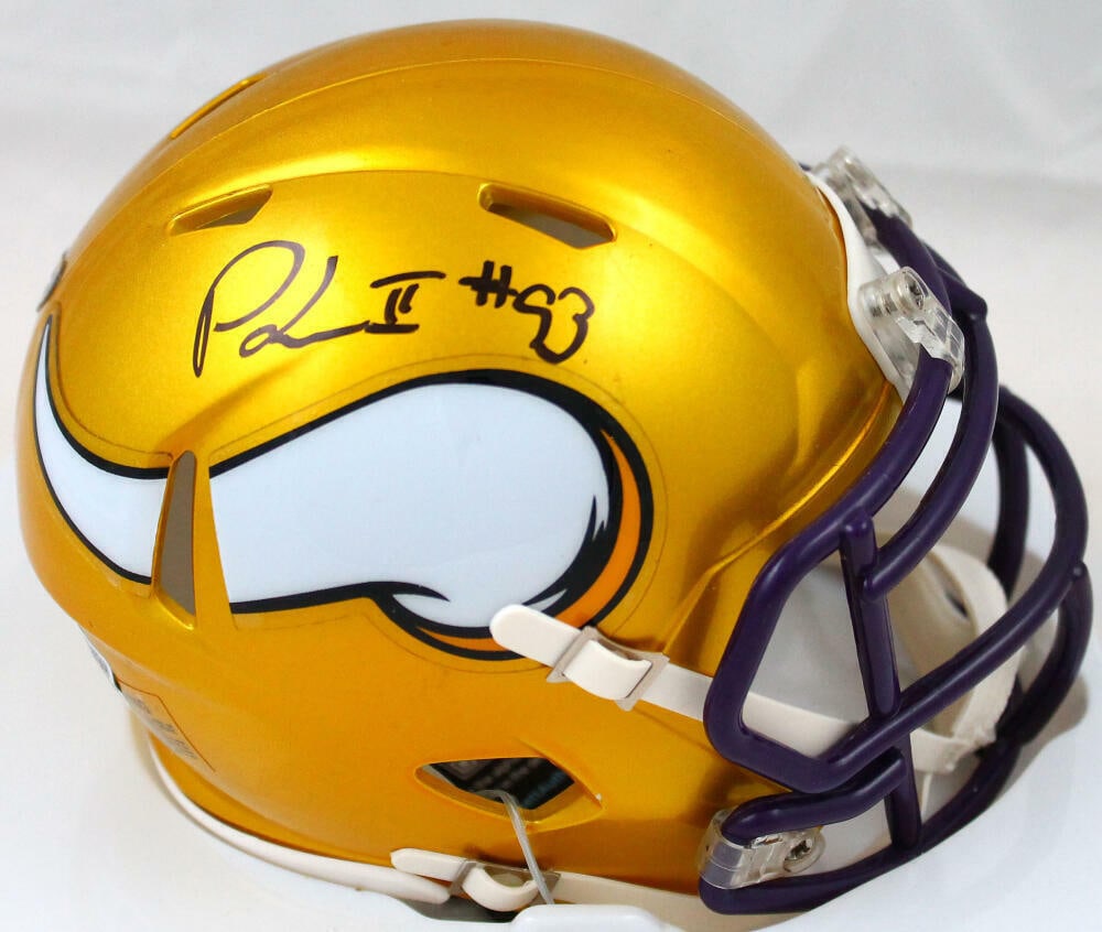 Patrick Jones Autographed Minnesota Vikings Flash Speed Mini Helmet Beckett: Patrick Jones Autographed Minnesota Vikings Flash Speed Mini Helmet-BeckettWHolo Sport: Football Product: Helmet Original/Reprint: Original Player: Patrick Jones Team: Minnesota Vikings Autograph Auth
