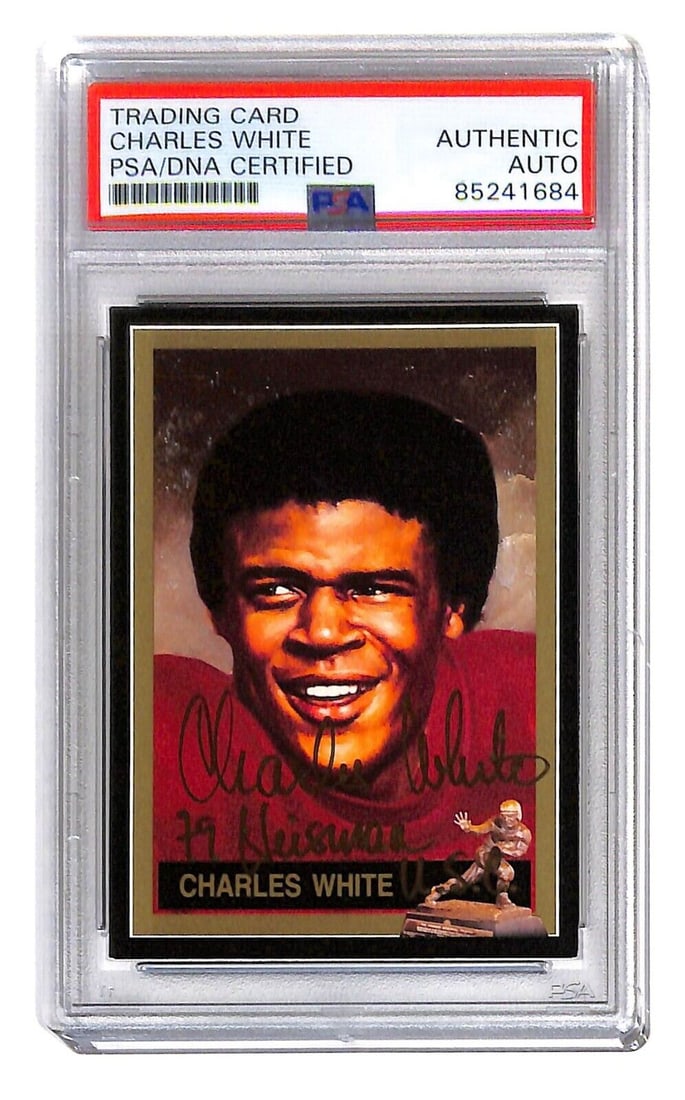 Charles White Autographed 1991 Heisman Card USC 1979 PSA/DNA: Charles White autographed 1991 Heisman Card USC 1979 PSA/DNA *1684 Sport: Football Player: Charles White Signed: Yes Autograph Authentication: Professional Sports Authenticator (PSA) Original/Reprint: