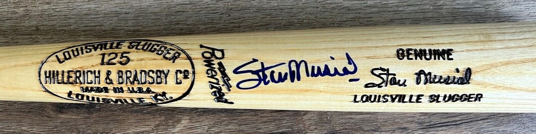 Stan Musial Signed Game Model M159 Louisville Bat JSA Authenticated: STAN MUSIAL d.2013(Cardinals) signed game model M159 H&B Louisville bat-JSA Player: Stan Musial Sport: Baseball-MLB Signed: Yes Original/Reprint: Original Autograph Authentication: James Spence Authen
