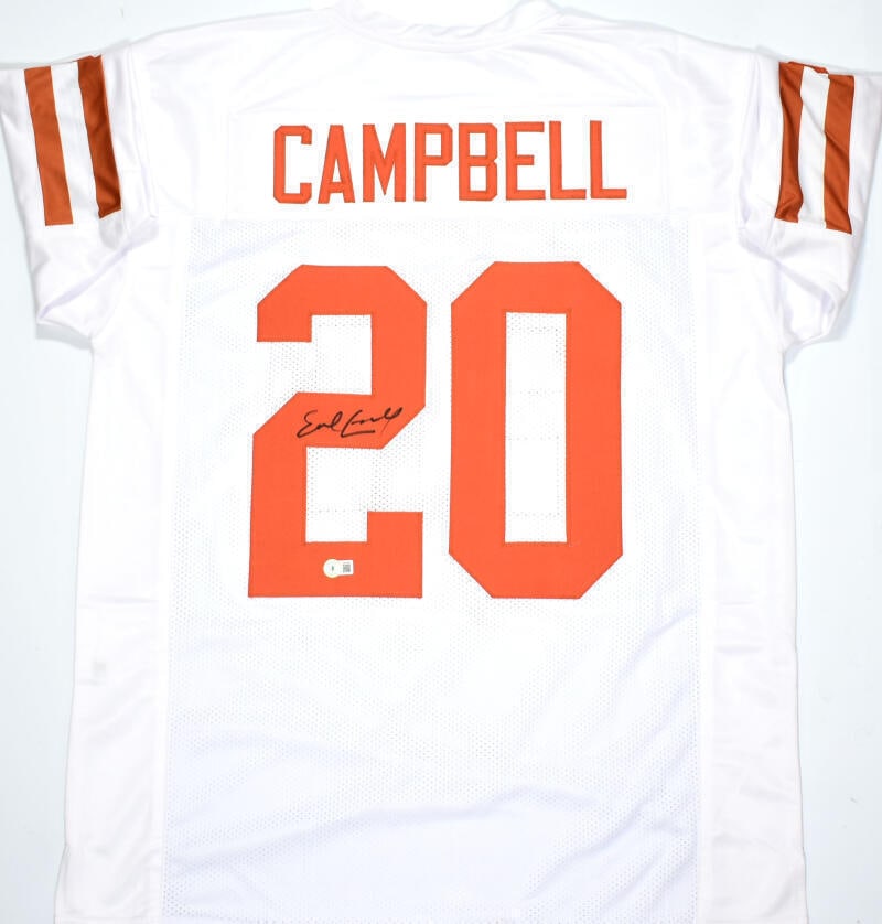 Earl Campbell Autographed White College Jersey Beckett Hologram Texas Longhorns: Earl Campbell Autographed White College Style Jersey - Beckett W Hologram *Black Sport: Football Product: Jersey Original/Reprint: Original Team: Texas Longhorns Player: Earl Campbell Autograph Authen