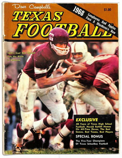 1968 Texas Football Magazine Annual Featuring Edd Hargett Texas A&m