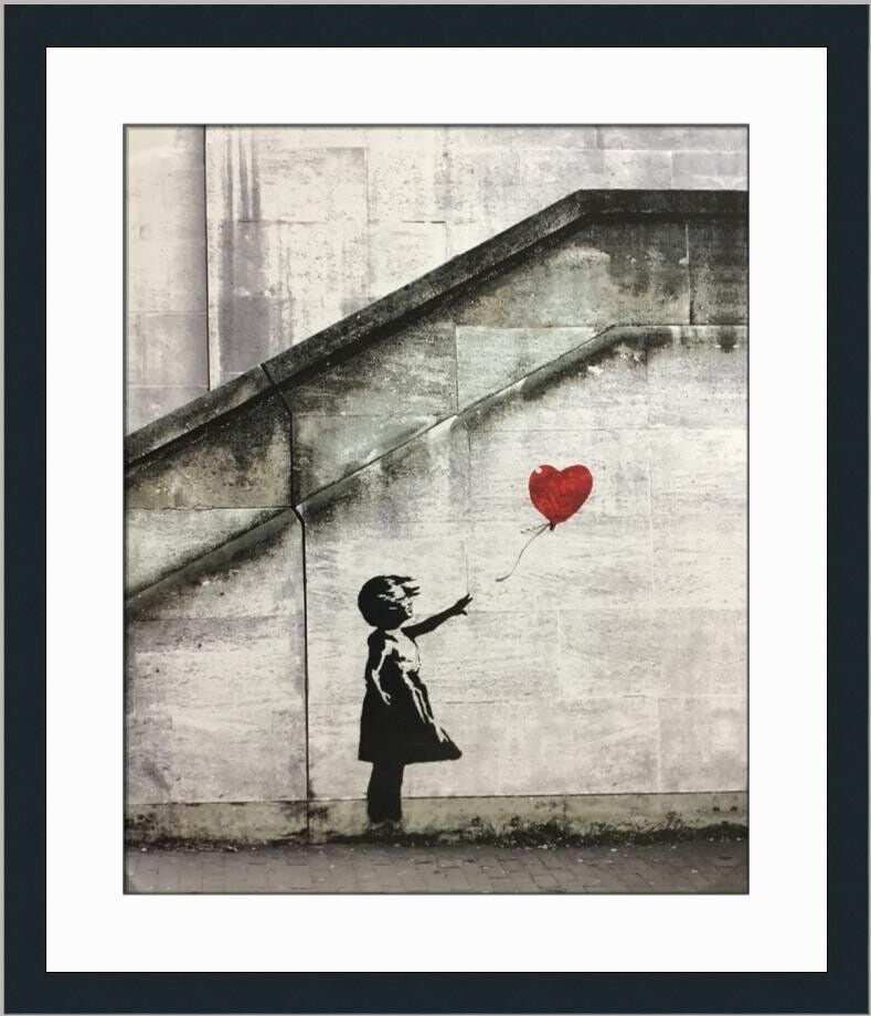 Banksy Red Balloon Custom Framed Print 26x22 inches Offset Lithograph: Banksy Red Balloon Custom Framed Print Unit Of Sale: Single Piece Artist: Banksy Size: Medium Item Length: 22 in Region Of Origin: United States Framing: Matted & Framed Personalize: No Year Of Produc