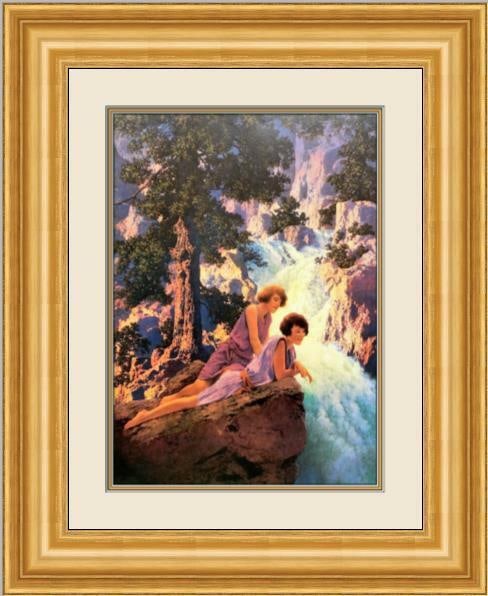 Maxfield Parrish Waterfall Framed Print 20in x 24in Lithograph: Maxfield Parrish - Waterfall Custom Framed Print Features: Framed Matted Region Of Origin: united states Item Width: 20 in Title: Waterfall Production Technique: Lithography Item Length: 20 in Item He