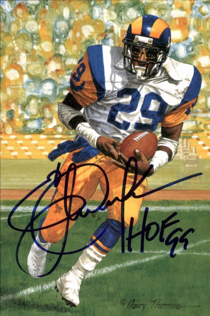 Eric Dickerson HOF Rams Signed Inscribed Goal Line Art GLAC Postcard: Eric Dickerson HOF Rams Signed/Inscribed Goal Line Art GLAC Postcard JSA 167067 Sport: Football Product: Postcard Original/Reprint: Original Autograph Authentication: JSA Team: Los Angeles Rams League