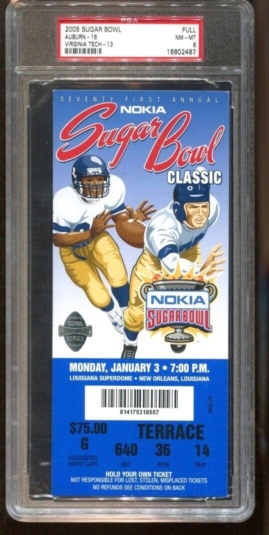 2005 Sugar Bowl Full Ticket Auburn Vs Virginia Tech Pop 1 Highest Psa