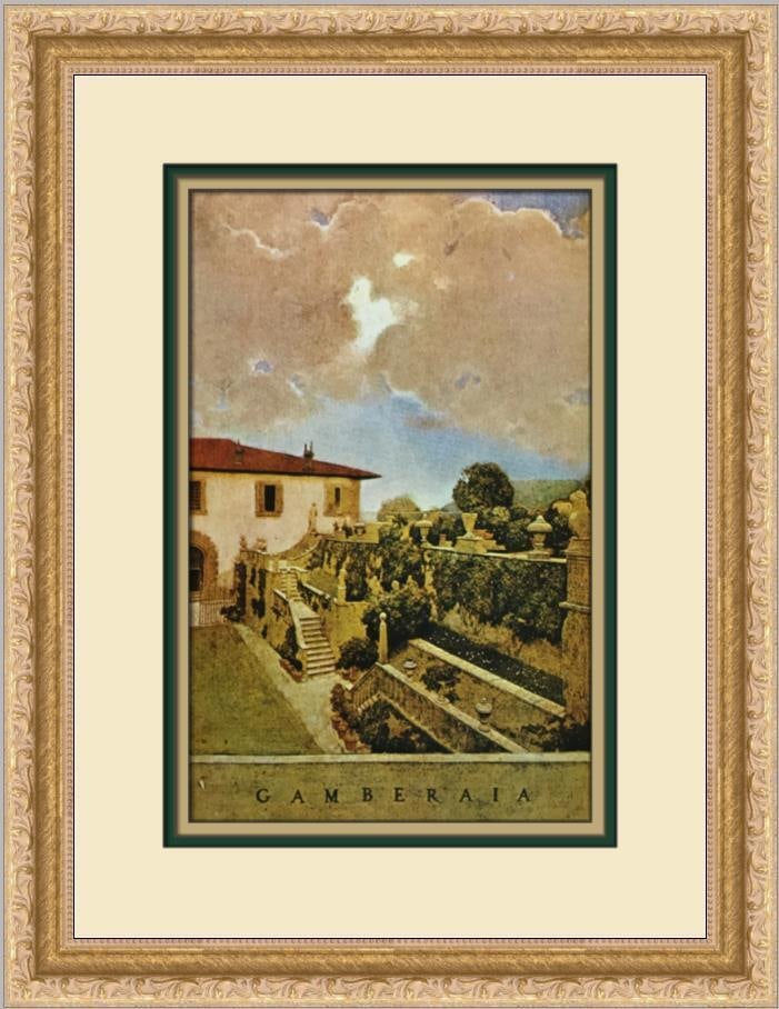 Maxfield Parrish Villa Gamberaia Florence Framed Lithograph Print: Maxfield Parrish Villa Gamberaia Florence Custom Framed Print Size: Medium Region Of Origin: united states Artist: Maxfield Parrish Production Technique: Lithography Framing: Matted & Framed Style: Im