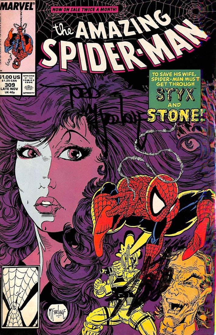 Stan Lee Todd McFarlane Signed The Amazing Spider-Man 309 Comic: Stan Lee & Todd McFarlane Signed The Amazing Spider-Man #309 Comic BAS #E35329 Industry: Movies Original/Reproduction: Original Autograph Authentication: BAS Product Coa: BAS Product Signed By Name: S