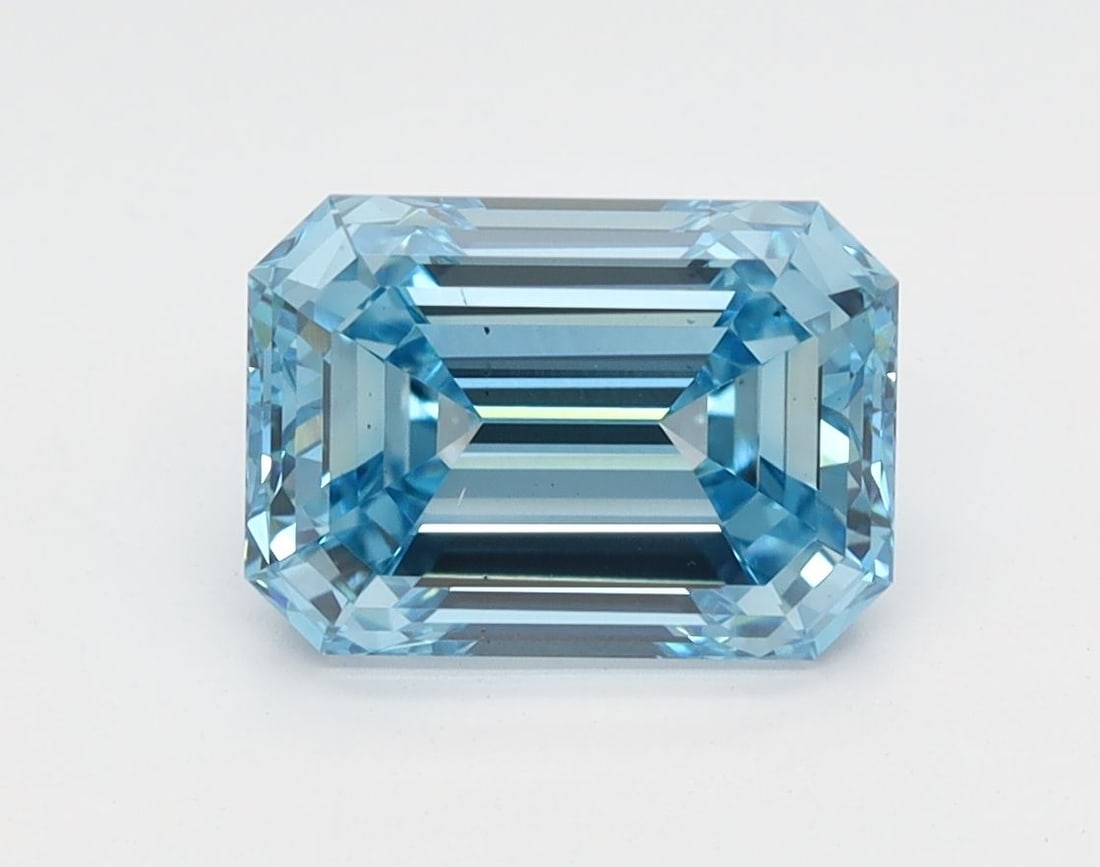 Ideal Loose Diamond - Emerald 1.69ct Fancy Intense Blue: Ideal Loose Diamond - Emerald 1.69ct Fancy Intense Blue Ideal Cut: Yes Source: This is a real non-mined Diamond that has been grown in a lab Shape: Emerald Carats: 1.69 Color: Fancy Intense Blue Clari