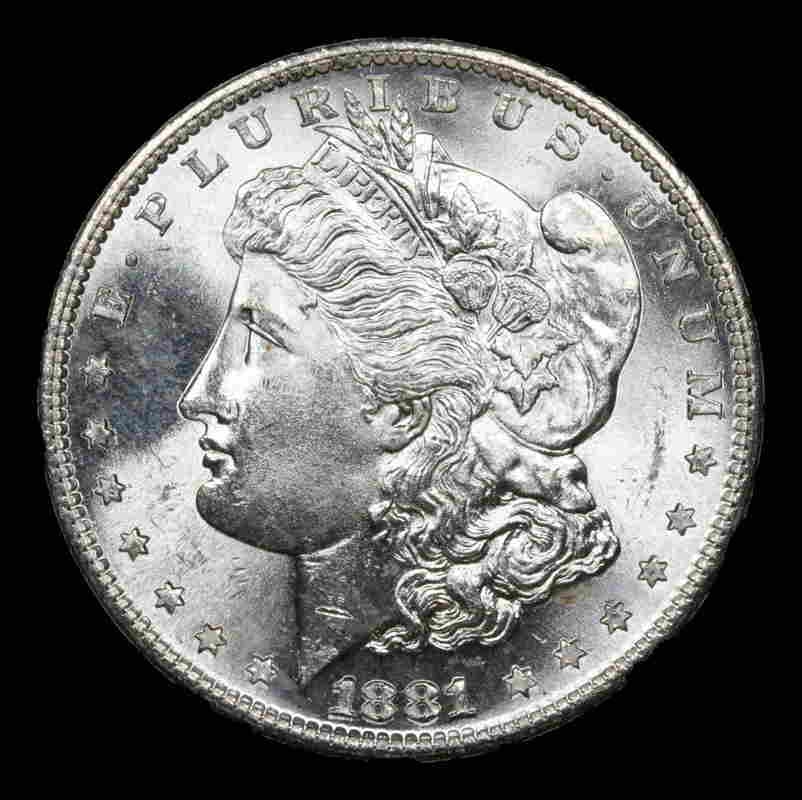 1881-s Morgan Dollar $1 Graded ms66+ By SEGS: 1881-s Morgan Dollar $1 Graded ms66+ By SEGS MYNT Auctions does not necessarily agree with SEGS grade on this example. Please inspect images and conduct your own research before bidding. The MYNT Guar