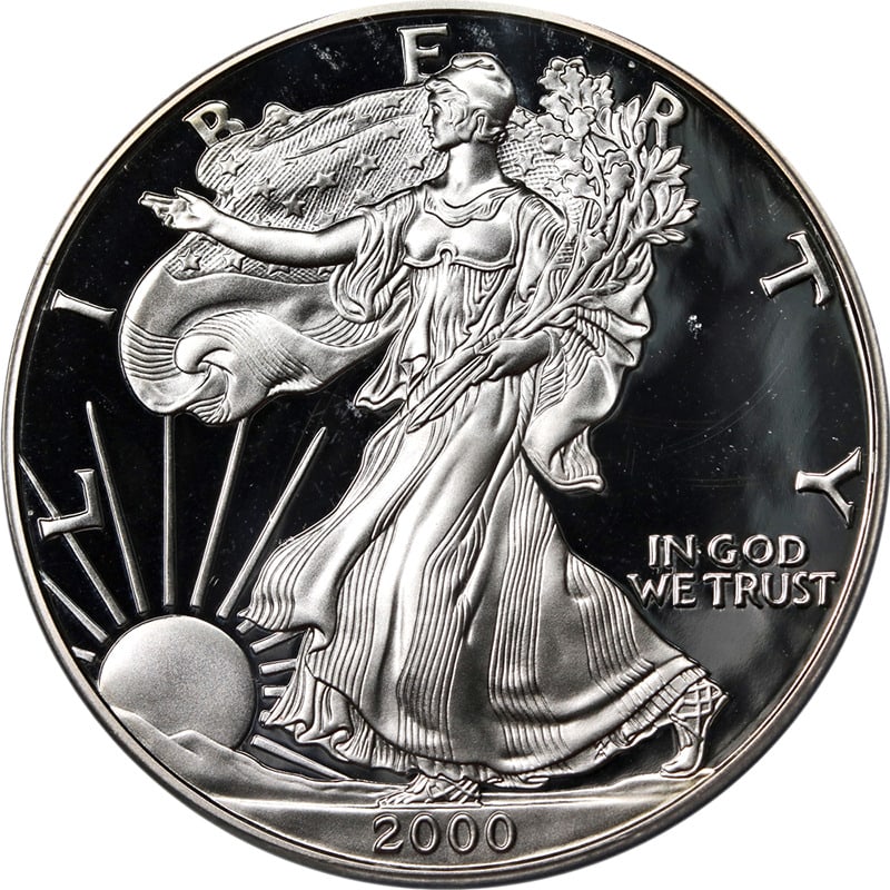 2000-P Silver American Eagle $1 ICG PR70 Deep Cameo: 2000-P Silver American Eagle $1 ICG PR70 Deep Cameo Certification: ICG Grade: PR70 Certification Number: 4342700102 Composition: Silver Year: 2000 Pre-Owned The MYNT Guarantee: All items in this aucti