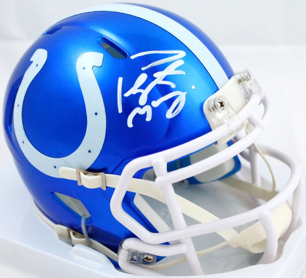 Peyton Manning Autographed Indianapolis Colts Flash Speed Mini Helmet Fanatics: Peyton Manning Autographed Indianapolis Colts Flash Speed Mini Helmet-Fanatics Sport: Football Product: Helmet Original/Reprint: Original Player: Peyton Manning Team: Indianapolis Colts Autograph Auth