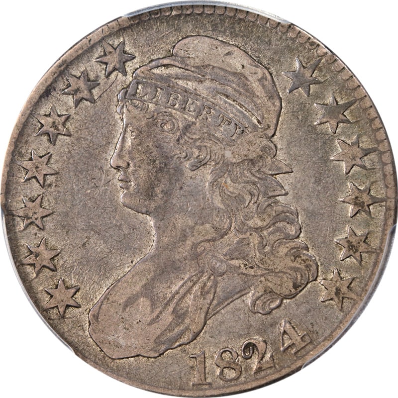 1824/4 Bust Half Dollar CAC Sticker PCGS VF30 0-110 R.2 Superb Eye Appeal: 1824/4 Bust Half Dollar CAC Sticker PCGS VF30 0-110 R.2 Superb Eye Appeal Certification: PCGS Circulated/Uncirculated: Circulated Grade: VF30 Composition: Silver Certification Number: 39644.30/2459746