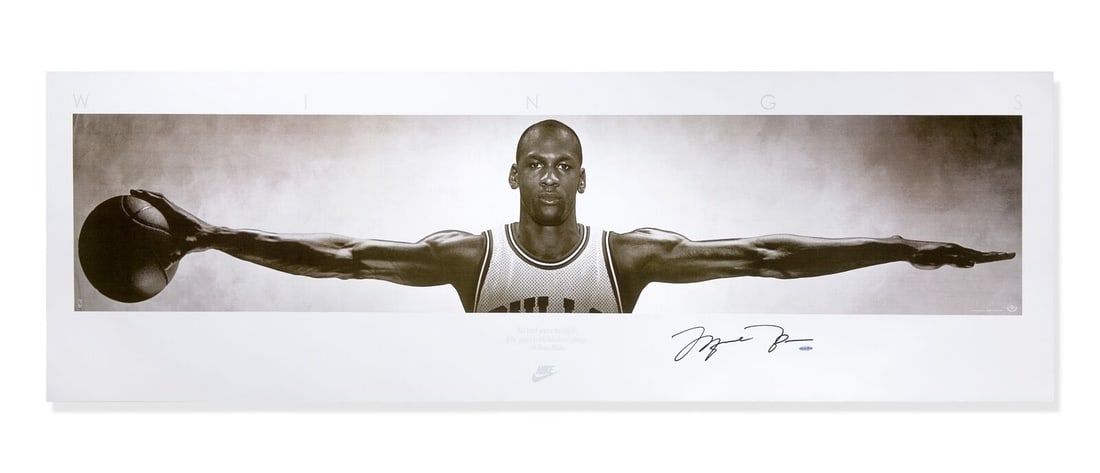 Michael Jordan Autographed 76x28 Photo "Wings" Nike Poster Chicago Bulls: Michael Jordan Autographed 76x28 Photo "Wings" Nike Poster Chicago Bulls Sport: Basketball Product: Lithograph Poster & Print Original/Reprint: Original Player: Michael Jordan Team: Chicago Bulls Auto