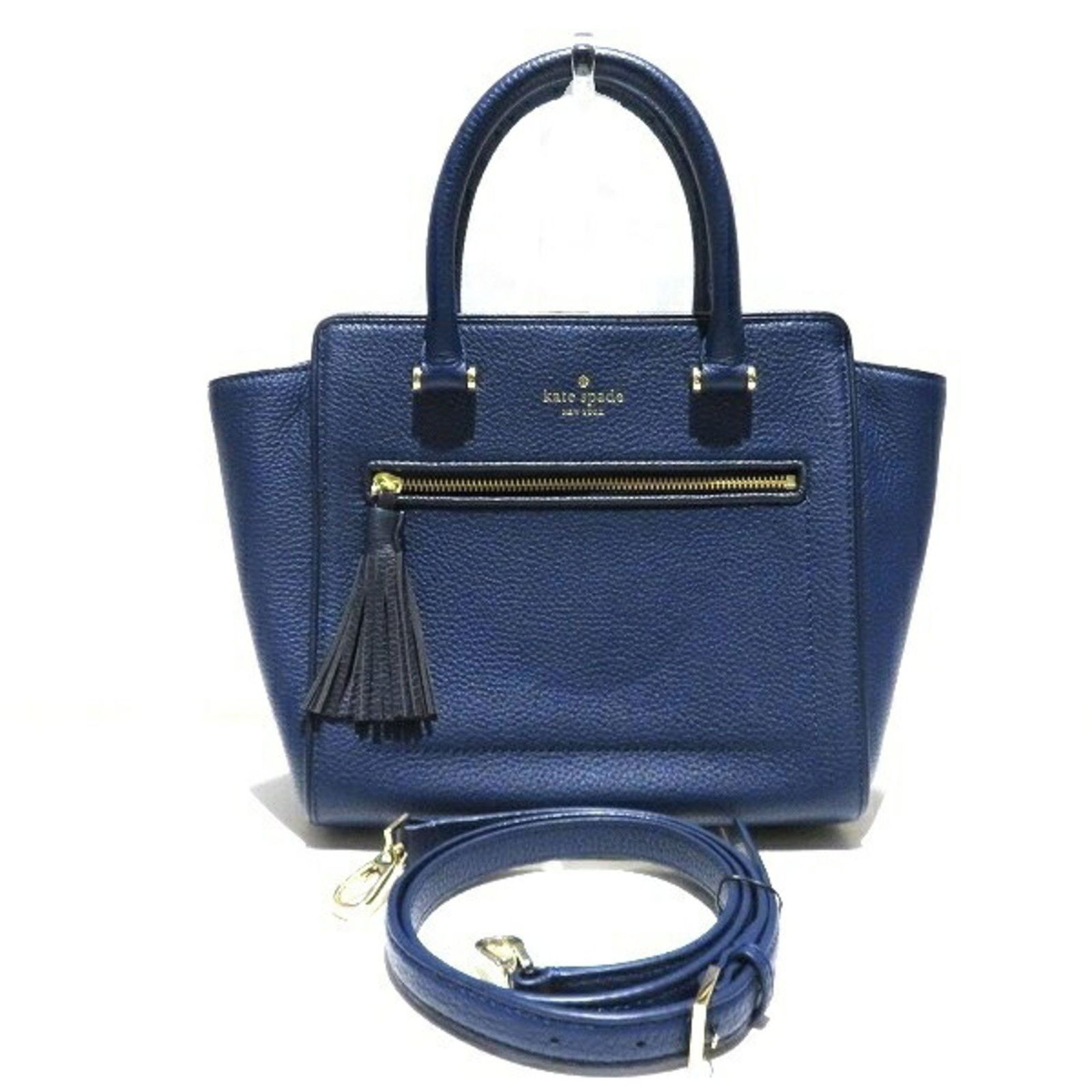 Kate Spade Women's Navy Leather Shoulder Bag: kate spade bag handbag shoulder ladies Brand: Kate Spade Type: Handbag Shoulder bag Material: Leather Leather: Color: Navy Gender: Women Size (HxWxD): 23cm x 24.5cm x 13cm / 9.05 x 9.64 x 5.11 Conditi