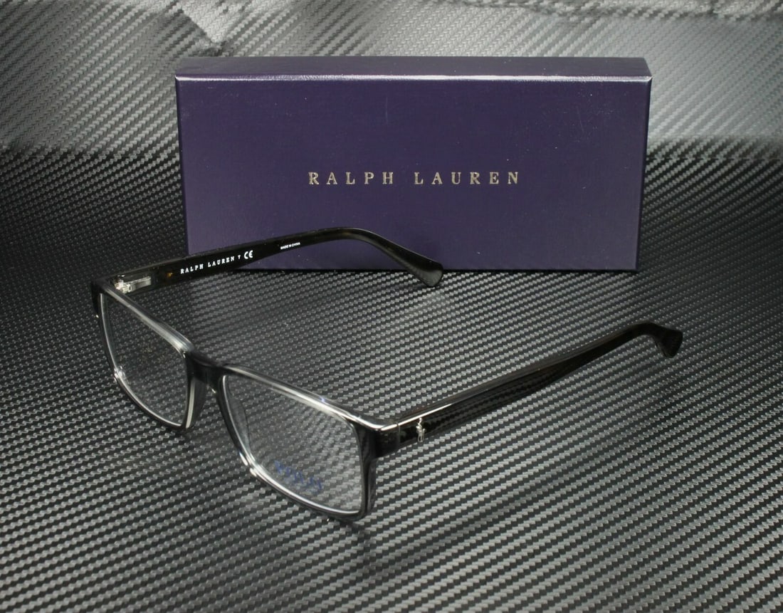 Ralph Lauren Shiny Grey Rectangle Eyeglasses 56 mm: Ralph Lauren Polo PH2123 5536 Shiny Grey Rectangle Square Mens 56 mm Eyeglasses Style: Rectangle Type: Eyeglasses Features: Full Rim Frame Material: Acetate Frame Color: Gray New The Mynt Guarantee: A