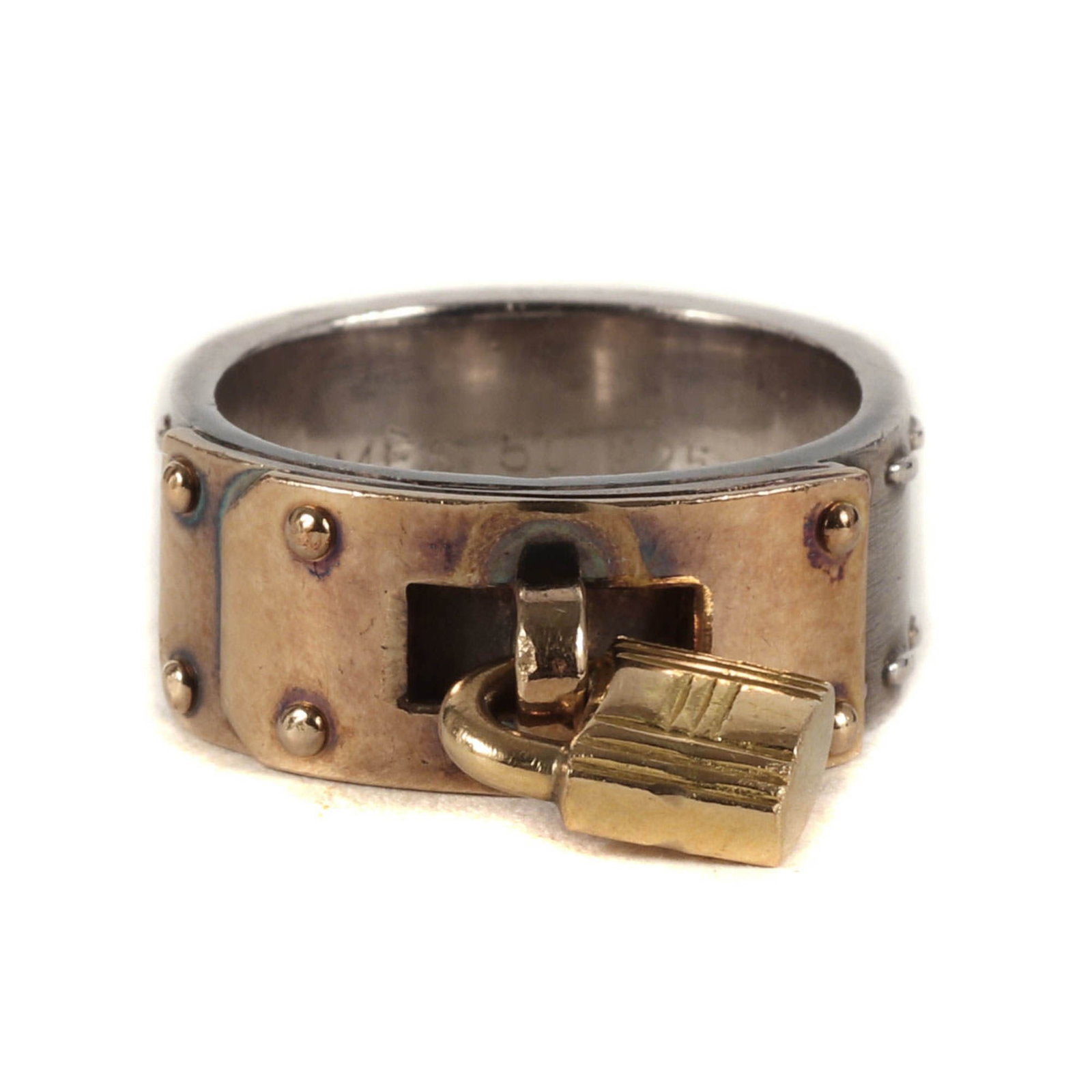 Hermes Kelly Vintage Silver 925 Ring with Gold Cadena: HERMES Kelly Ring Ag925 Cadena Vintage Silver Jewelry Accessories Gold Brand: Hermes Type: Band ring Gender: Women Material: Silver 925 Season: Vintage Other Size: 50 Condition: Used (good) Overall Sc