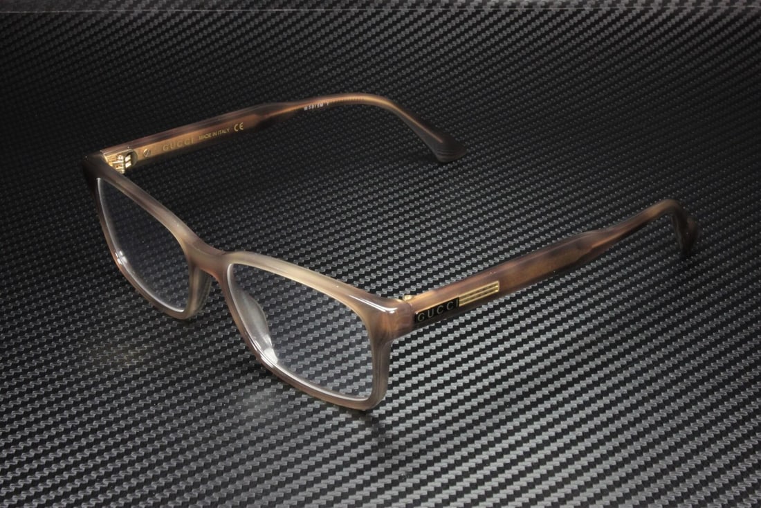 GUCCI Havana Rectangle Mens 53 inches Eyeglasses Beige: GUCCI GG0826O 003 Havana Rectangle Mens 53 mm Eyeglasses Frame Color: Beige Type: Eyeglasses Style: Rectangle New The Mynt Guarantee: All items in this auction are guaranteed to be 100% authentic. At