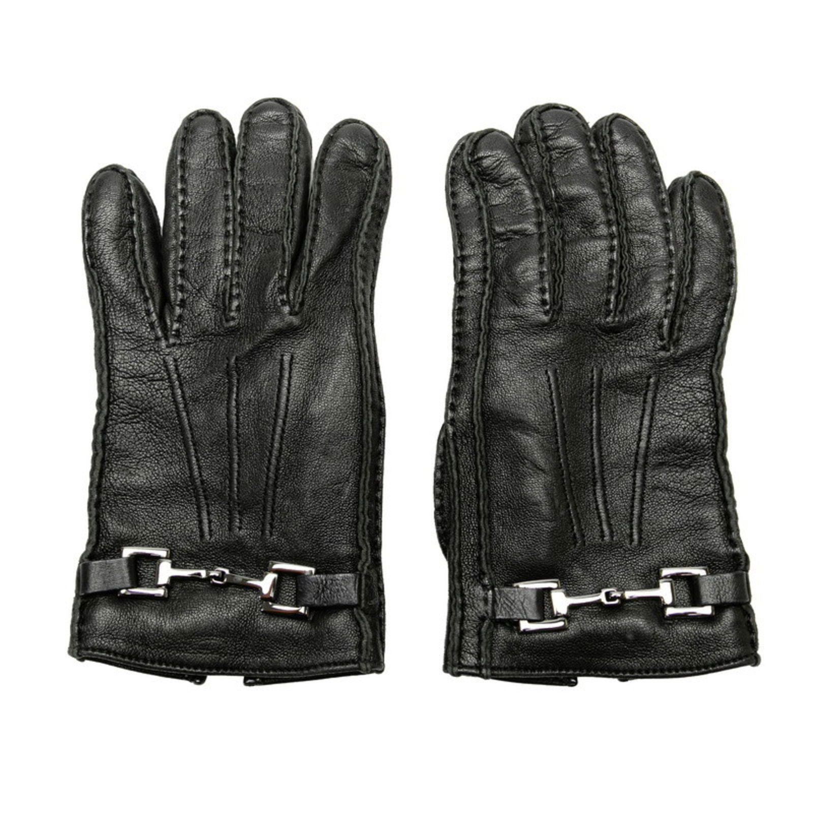 Gucci Women's Black Leather Horsebit Gloves: Gucci Horsebit Gloves 603635 Black Leather Women's GUCCI Brand: Gucci Type: Warm gloves Gender: Women Color: Black Material: Leather Leather: Total Length: 19cm / 7.48 Condition: Used (very good) Over