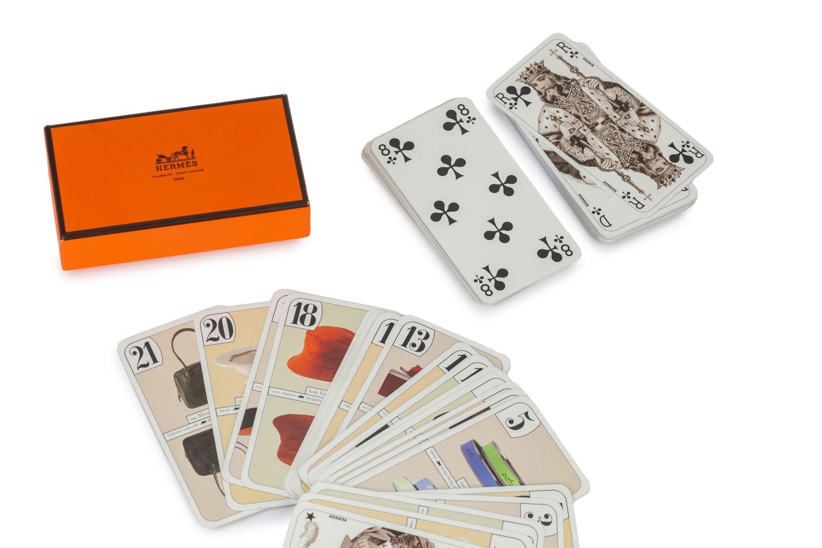 Hermes Tarot Playing Cards with Box France 21st Century: Hermes Tarot Playing Cards With Box Brand: Hermes Dimensions: Height: 1 in (2.54 cm)Width: 2.75 in (6.99 cm)Length: 4.5 in (11.43 cm) Place of Origin: France Period: 21st Century Pre-Owned The Mynt Gu