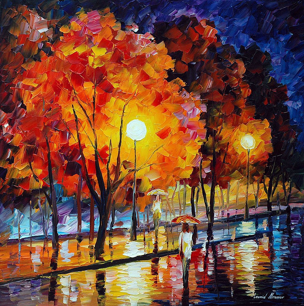 Limited Edition Giclee by Leonid Afremov on Canvas: This is a limited edition giclee hand-painted by renowned artist Leonid Afremov. It is the first piece in a small edition of 25, with the rest of the series sold out. This artwork captures the true es