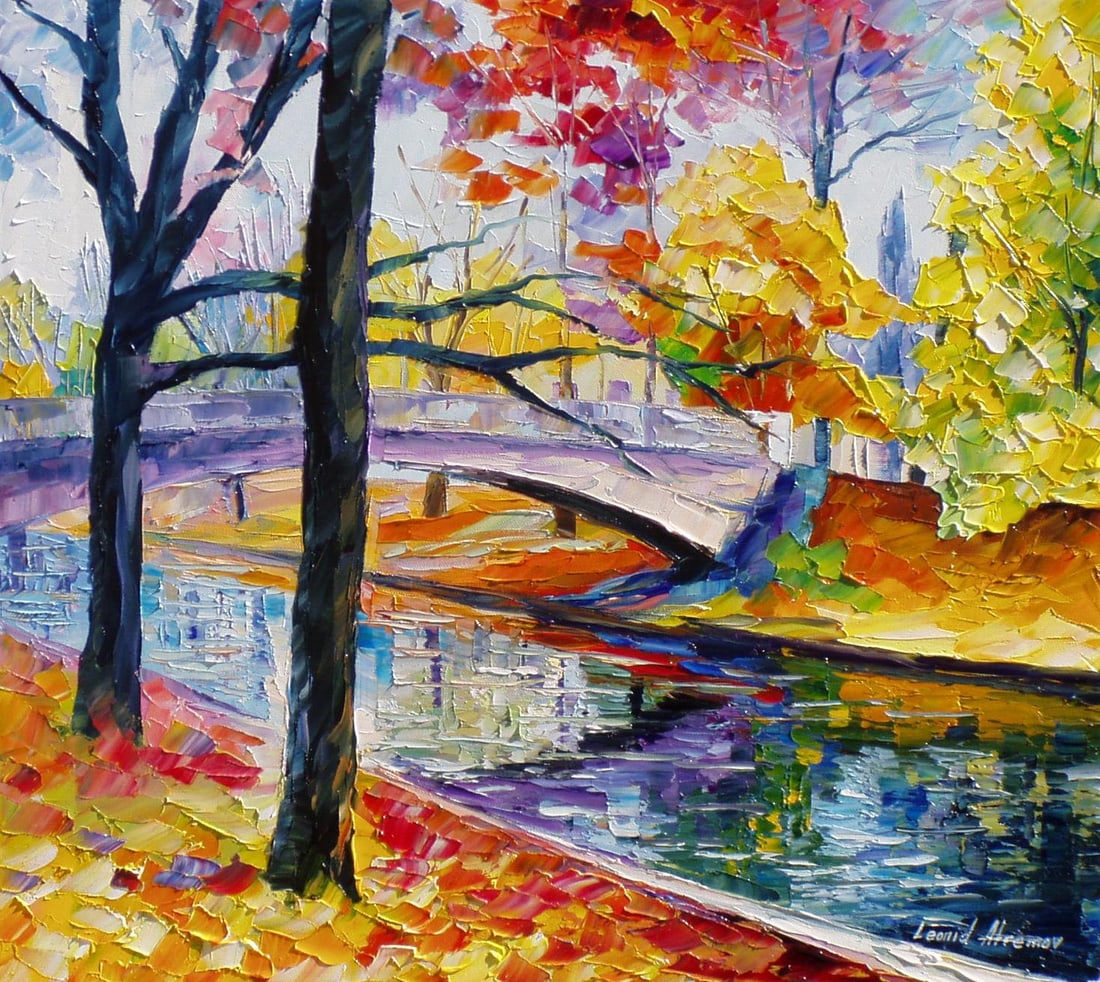 Leonid Afremov Color Bridge Limited Edition Giclee on Canvas: Discover the artistic soul of Leonid Afremov with this limited edition giclee titled "Color Bridge." Hand-painted and part of an exclusive run of 25 pieces, this artwork is the first in the series. Cr
