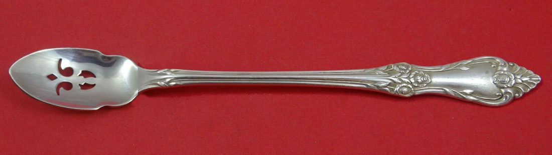 Afterglow Oneida Sterling Silver Olive Spoon Pierced Long 7 3/8 inches Custom Made: Afterglow by Oneida Sterling Silver Olive Spoon Pierced Long 7 3/8" Custom Made Type: Serving Spoon Pattern: Afterglow Brand: Oneida Maker: Oneida Age: Post-1940 Composition: Sterling Silver Afterglow