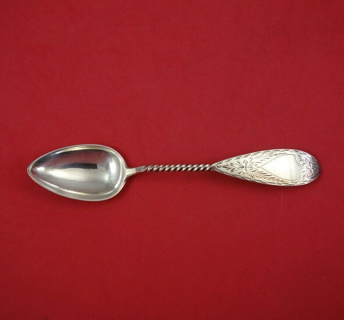 George Sharp Sterling Silver Teaspoon Bright-Cut Twist Handle 5 1/2 inches: George Sharp Sterling Silver Teaspoon Bright-Cut with Twist Handle 5 1/2" Seller Notes: "Excellent condition" Age: 1850-1899 Brand: George Sharp Type: Flatware - Spoons Composition: Sterling Silver Ge