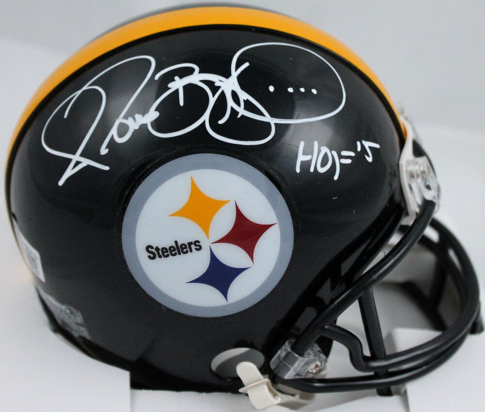 Jerome Bettis Autographed Pittsburgh Steelers Mini Helmet w/HOF- Beckett W Holo: Jerome Bettis Autographed Pittsburgh Steelers Mini Helmet w/HOF- Beckett W Holo Sport: Football Product: Helmet Original/Reprint: Original Player: Jerome Bettis Team: Pittsburgh Steelers Autograph Aut