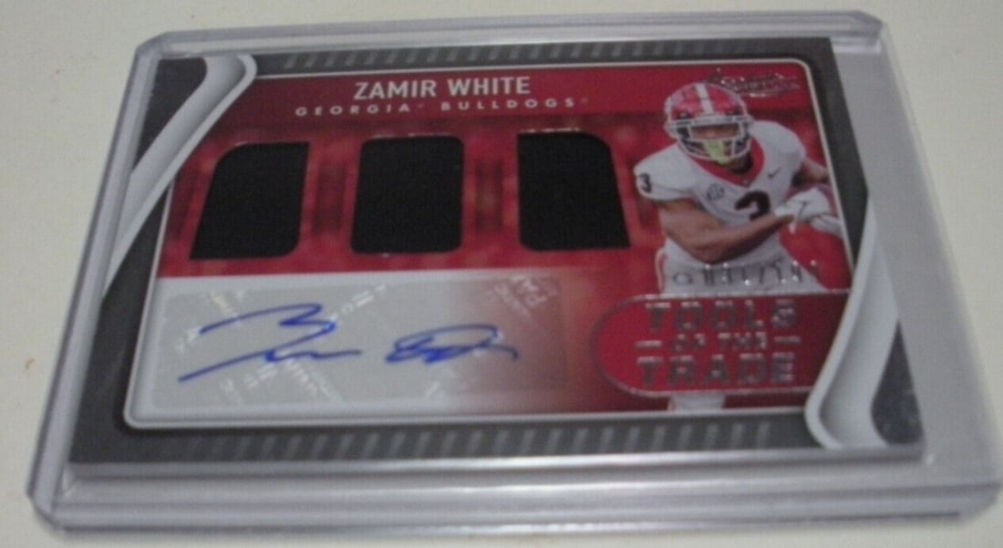 ZAMIR WHITE 2022 ABSOLUTE TOTT GAME USED TRIPLE JERSEY AUTO 31/199 SIGNED CARD: ZAMIR WHITE 2022 ABSOLUTE TOTT GAME USED TRIPLE JERSEY AUTO 31/199 SIGNED CARD Sport: Football-NFL Original/Reprint: Original Product: card Pre-Owned While the lot images are representative of the ite