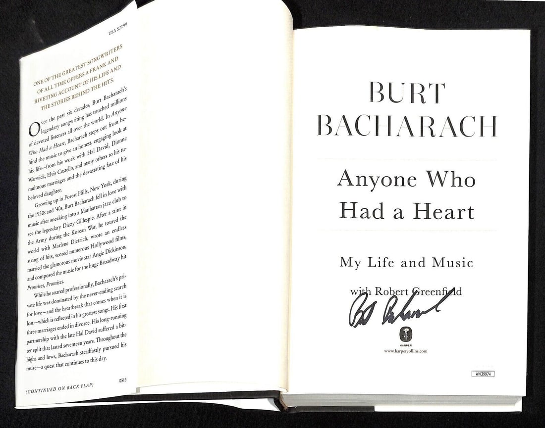 Burt Bacharach Autographed "Anyone Who Had a Heart" HC Book JSA: Burt Bacharach Autographed "Anyone Who Had a Heart" HC Book JSA Industry: Music Personalize: No Signed By: Burt Bacharach Signed: Yes Autograph Authentication: James Spence (JSA) Original/Reproduction
