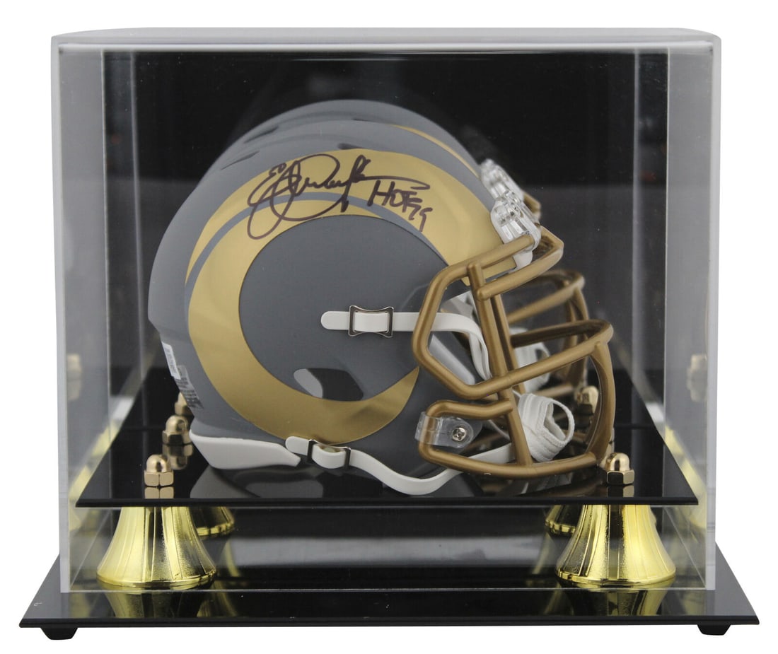 Rams Eric Dickerson "HOF 99" Signed Slate Speed Mini Helmet W/ Case BAS Witness: Rams Eric Dickerson "HOF 99" Signed Slate Speed Mini Helmet W/ Case BAS Witness Sport: Football Product: Helmet Original/Reprint: Original Player: Eric Dickerson Team: Los Angeles Rams Autograph Authe