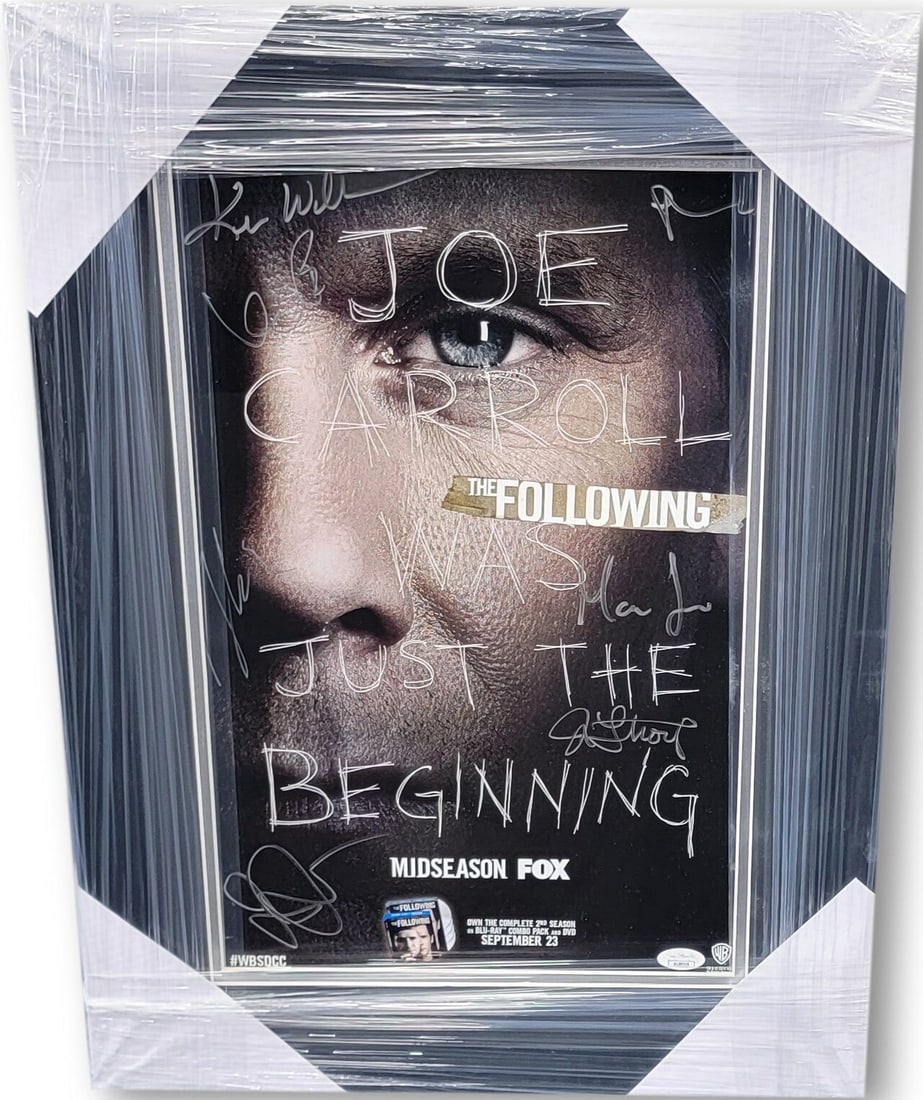The Following Cast Signed Auto 11X17 Poster 7 Autos Kevin Bacon JSA 30318: The Following Cast Signed Auto 11X17 Poster 7 Autos Kevin Bacon JSA 30318 Industry: Television Autograph Authentication: James Spence (JSA) Player: Kevin Bacon Jessica Stroup Sam Underwood Pre-Owned W