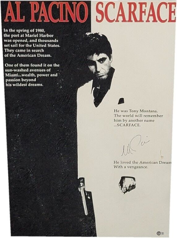 Al Pacino Hand Signed Cardboard Poster 22x32 Scarface Beckett: Al Pacino Hand Signed Cardboard Poster 22x32 Scarface Beckett Industry: Movies Object Type: Poster Original/Reproduction: Original Autograph Authentication: Beckett Autograph Authentication Player: Al