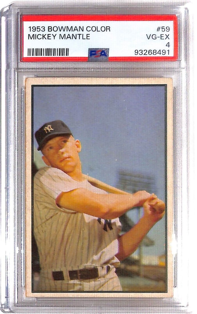 Mickey Mantle 1953 Bowman Color Baseball Card PSA 4 *8491: Mickey Mantle 1953 Bowman Color Baseball Card PSA 4 *8491 Card Size: Standard League: Major League (MLB) Autographed: No Set: 1953 Bowman Color Year Manufactured: 1953 Material: Card Stock Player/Athl