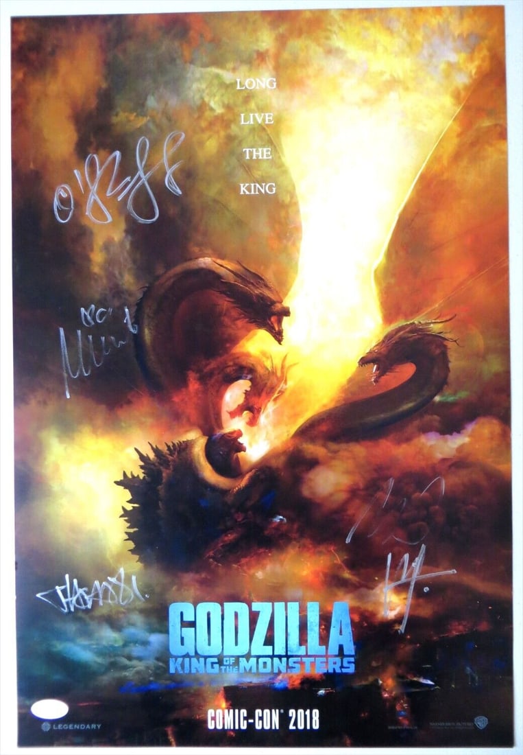 Gozilla King of Monsters Multi Signed Autograph 13X20 Poster 5 Autos JSA: Gozilla King of Monsters Multi Signed Autograph 13X20 Poster 5 Autos JSA Industry: Movies Object Type: Poster Original/Reproduction: Original Signed By: Millie Bobbie Brown Vera Farmiga Thomas Middled