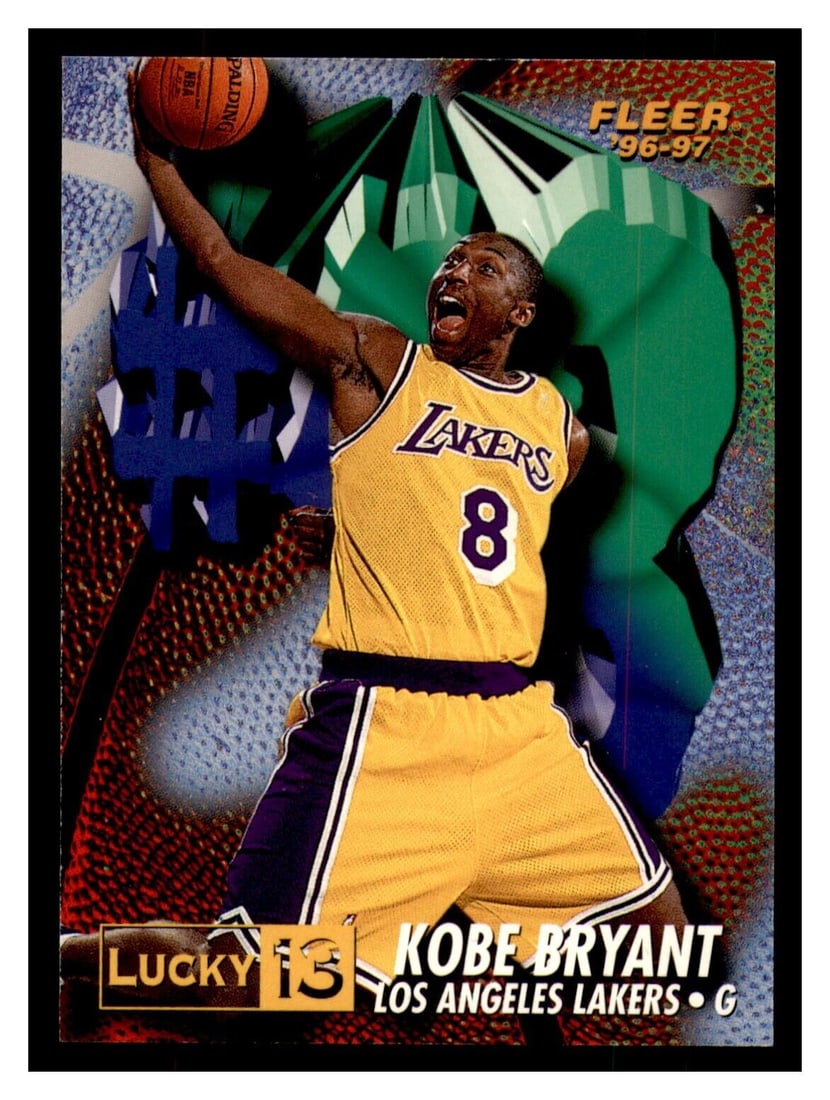 Kobe Bryant 1996-97 Fleer Basketball Lucky 13 Rookie Card RC 95163: Kobe Bryant 1996-97 Fleer Basketball Lucky 13 Rookie Card RC 95163 Card Size: Standard Autographed: No League: National Basketball Association (NBA) Set: 1996-97 Fleer Player/Athlete: Kobe Bryant Orig