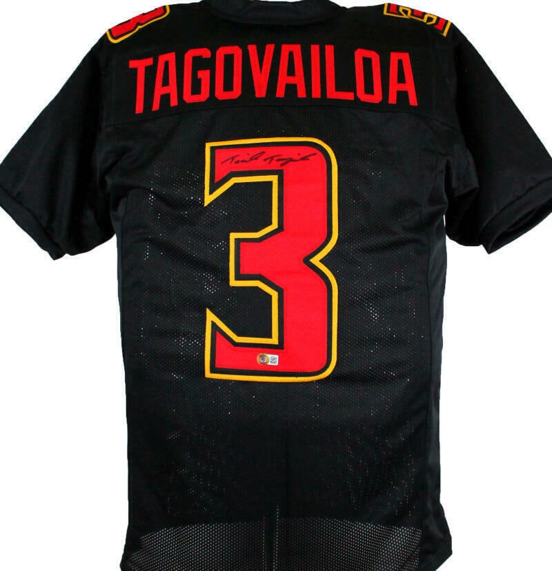 Taulia Tagovailoa Autographed Black College Style Jersey-Beckett W Hologram: Taulia Tagovailoa Autographed Black College Style Jersey-Beckett W Hologram Sport: Football Product: Jersey Original/Reprint: Original Team: Maryland Player: Taulia Tagovailoa Autograph Authentication