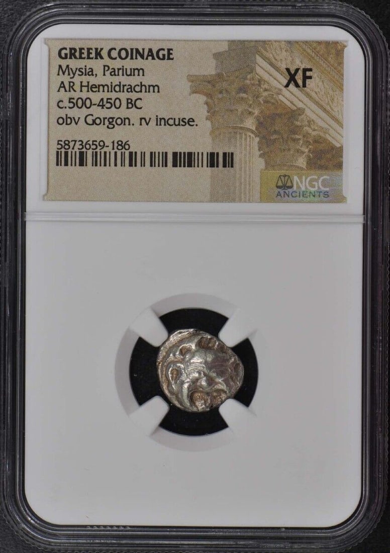 Mysia Parium c.500-450BC Greek AR Hemidrachm NGC XF45: Mysia Parium c.500-450BC Greek AR Hemidrachm NGC XF45 Certification: NGC Certification Number: 58736591886 Denomination: Ancient Greek Grade: XF45 Date: NONE Pre-Owned The MYNT Guarantee: All items in