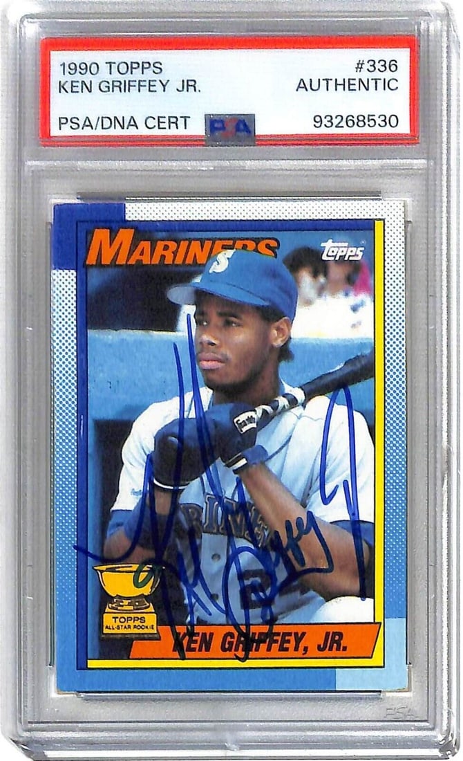 Ken Griffey Jr. Autographed 1990 Topps Baseball Card PSA/DNA *8530: Ken Griffey Jr. Autographed 1990 Topps Baseball Card PSA/DNA *8530 Sport: Baseball Player: Ken Griffey Jr. Signed: Yes Original/Reprint: Original Autograph Authentication: Professional Sports Authenti
