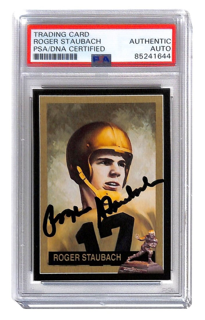 Roger Staubach autographed Heisman Card Navy Midshipmen 1963 PSA/DNA *1644: Roger Staubach autographed Heisman Card Navy Midshipmen 1963 PSA/DNA *1644 Sport: Football Player: Roger Staubach Signed: Yes Autograph Authentication: Professional Sports Authenticator (PSA) Original