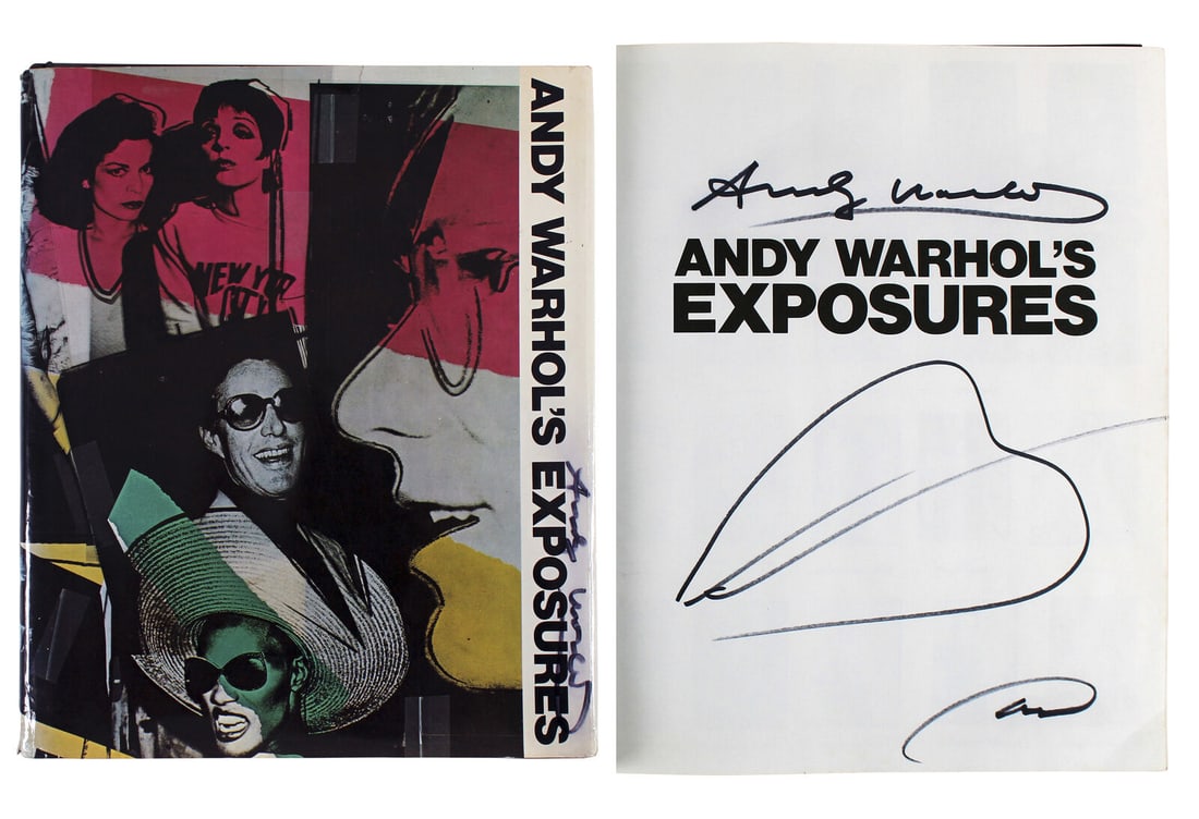 Andy Warhol Double Signed "Exposures" Book w/ Hand Drawn Sketch BAS #AB14579: Andy Warhol Double Signed "Exposures" Book w/ Hand Drawn Sketch BAS #AB14579 Autograph Authentication: Beckett Original/Reproduction: Original Product Coa: Beckett Product Signed By Name: Andy Warhol 