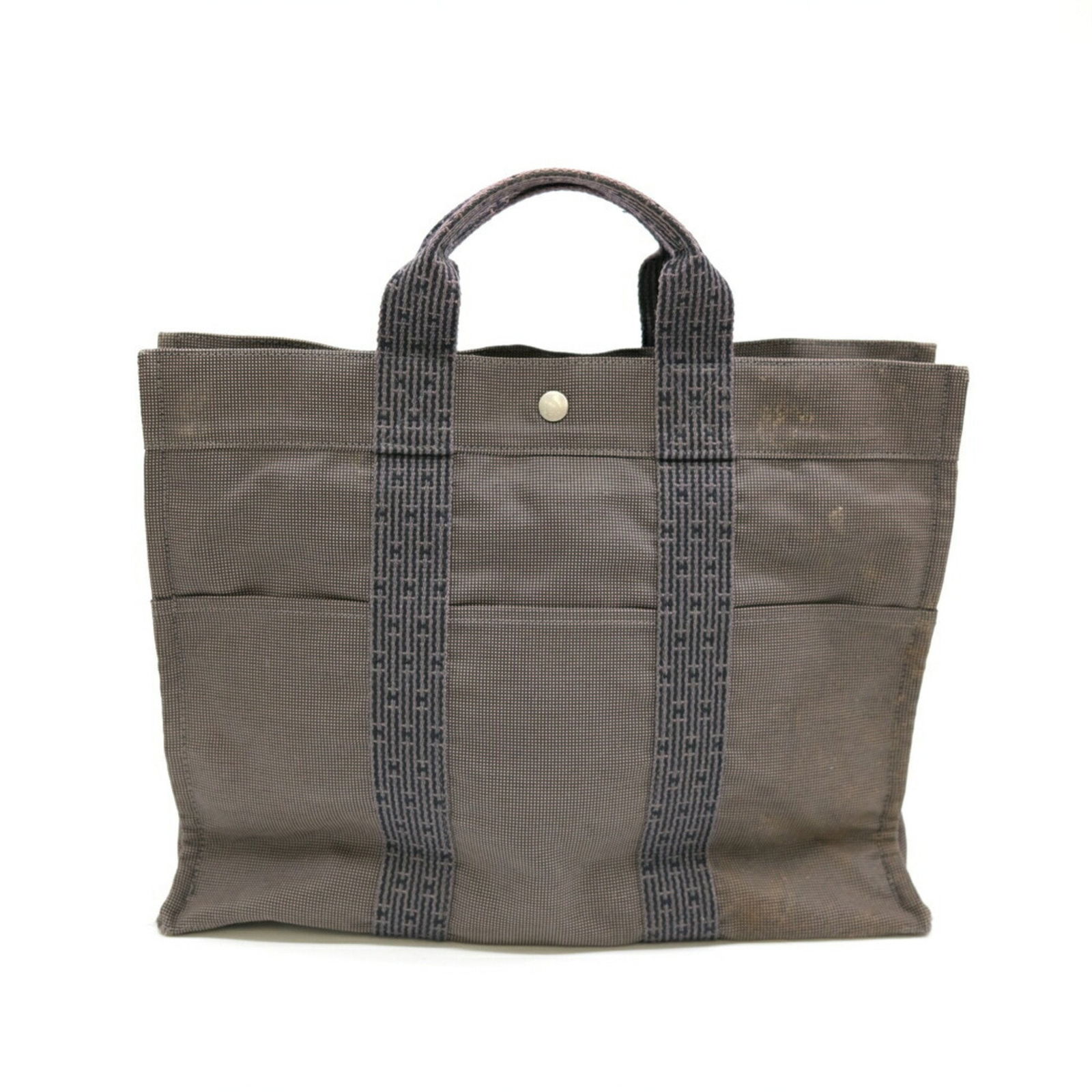 HERMES Hermes Handbag Tote Bag Air Line Canvas PM Gray: HERMES Hermes Handbag Tote Bag Air Line Canvas PM Gray Brand: Hermes Type: Handbag Tote bag Material: Canvas Leather Canvas: Leather: Color: Gray Gender: Women Men Size (HxWxD): 32cm x 42cm x 11cm / 1
